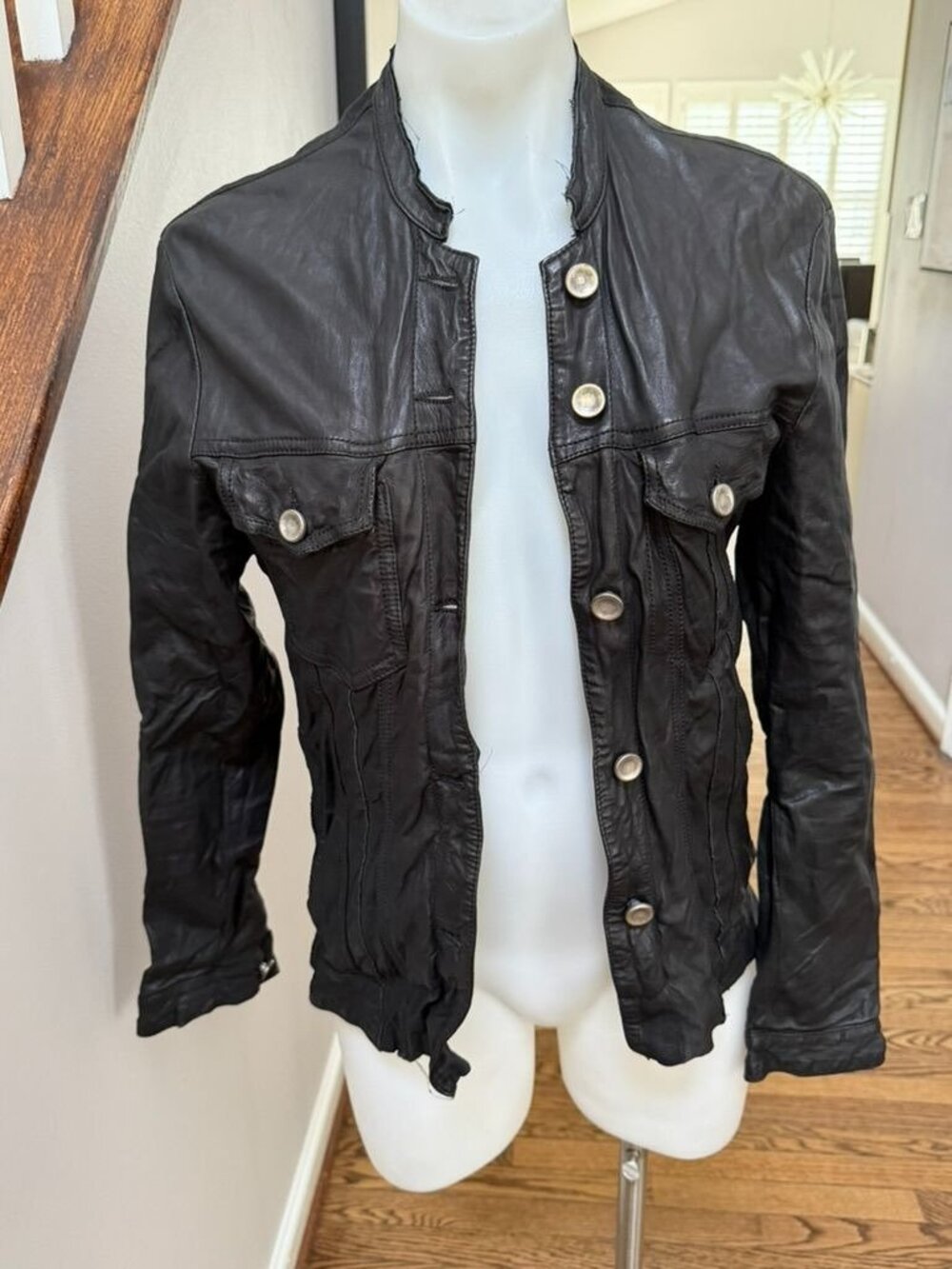 NWT Giorgio Brato Leather Jacket Black Size 42